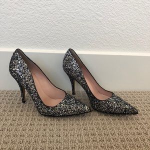 Kate Spade Silver Glitter Heels